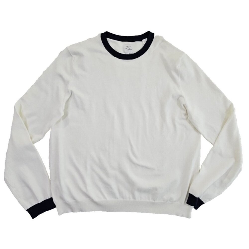 Max 'n Chester Knits V-Neck Sweater Men's XL Navy and Ivory Long Sleeve Luxury‎